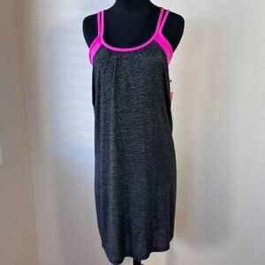 NWT Athleta Hidden Agenda Dress Womens L Black Pink Athletic Tennis Built In Bra